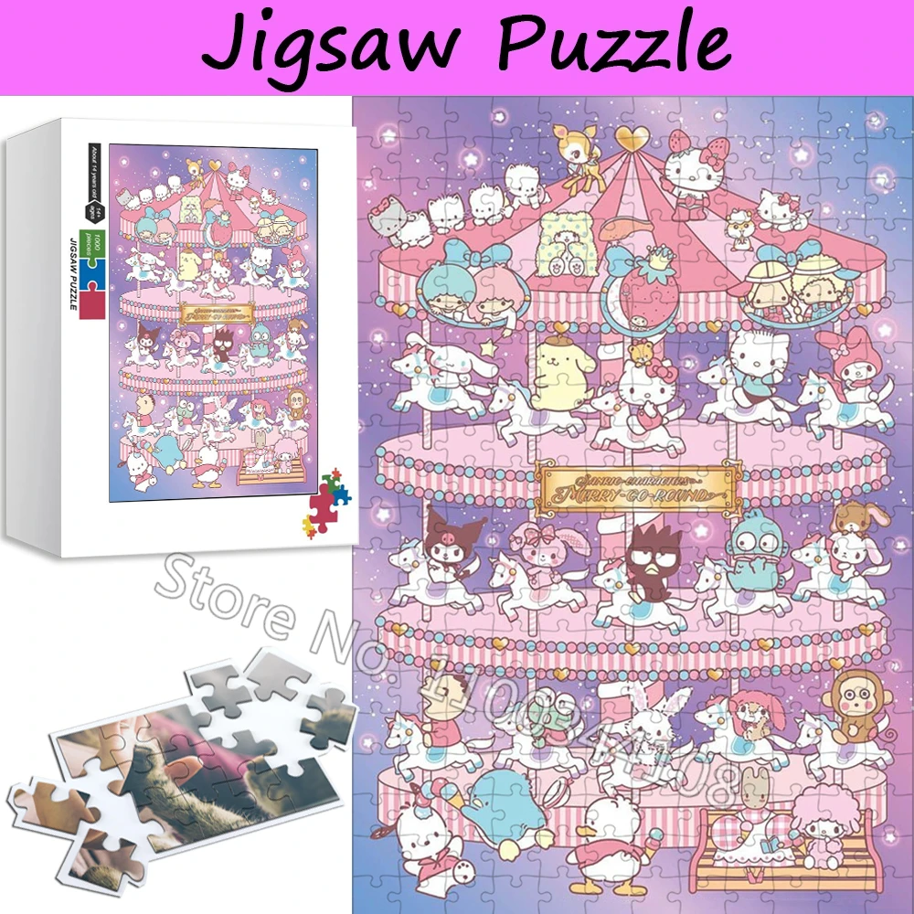 Sanrio Characters Jigsaw Puzzle 300/500/1000 Pieces Cartoon Puzzles for Children's Educational Toys Adult Handmade Collection