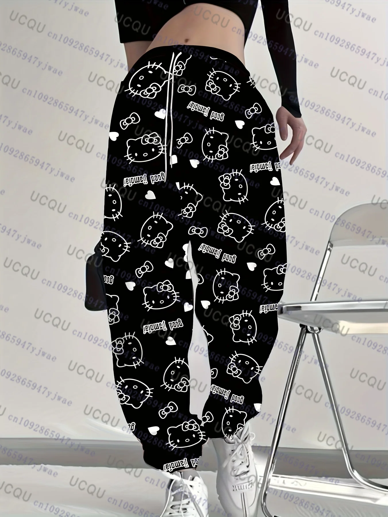 2026 الكرتون مرحبا كيتي ثلاثية الأبعاد طباعة منامة السراويل زوجين موضة السراويل الطويلة غير رسمية لخريف موضة المرأة الرجال المنزل بنطلون #4