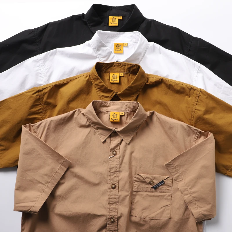 

Loose Fit Cotton ort Sve irt Vintage Japanese Sle Men's Youth Faionable Button up f Sve Outerwear