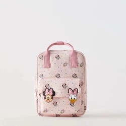 New Children's Pink Mini Bag Brand Fashion Cute Nylon Two Shoulder Bags Girls Casual Handbags Minnie Full Print Backpack