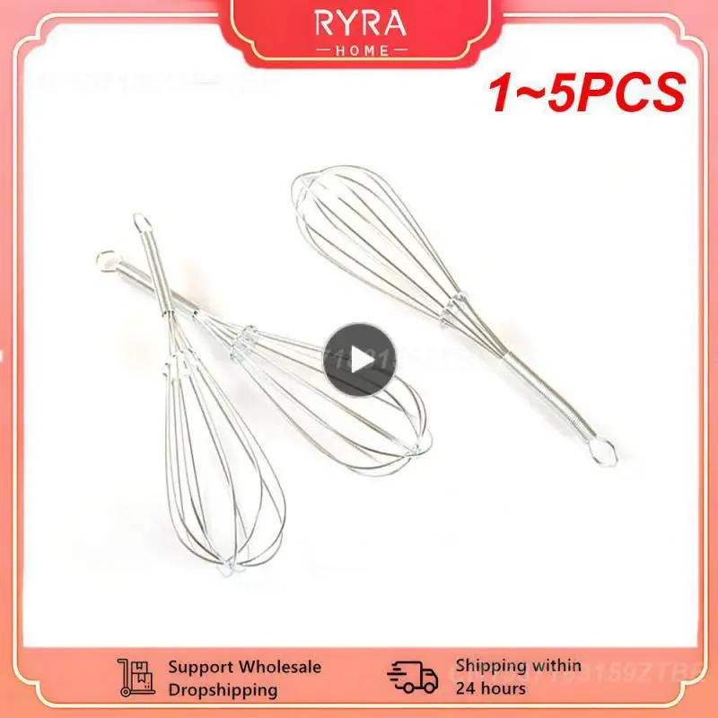 1~5PCS 18cm Egg Stirring 304 Stainless Steel Wire Whisk Manual Egg Beater Mixer Kitchen Baking Utensil Rods Beat Cream Butter