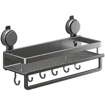 Bathroom No Drill Suction Cup Suction Rack Bathroom Shelf Toilet Space Aluminum Hanging…