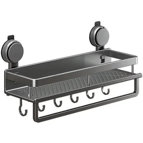 Bathroom No Drill Suction Cup Suction Rack Bathroom Shelf Toilet Space Aluminum…