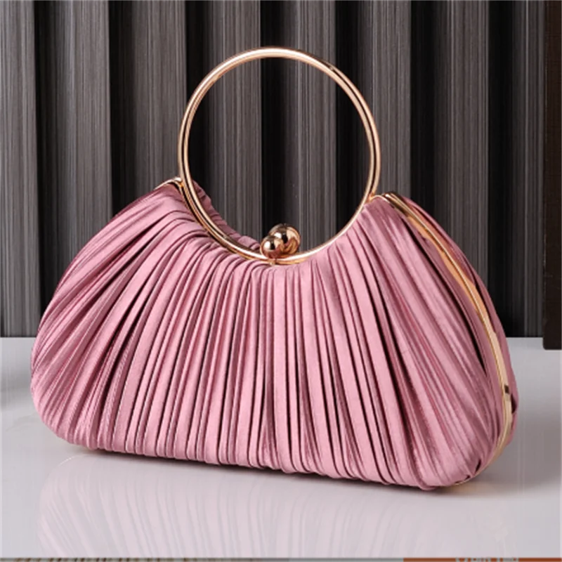

2025 New Fold Evening Bags Silk Wedding Banquet Clutch Wallets Party Dinner Banquet Purse 4 Colors Drop Shipping
