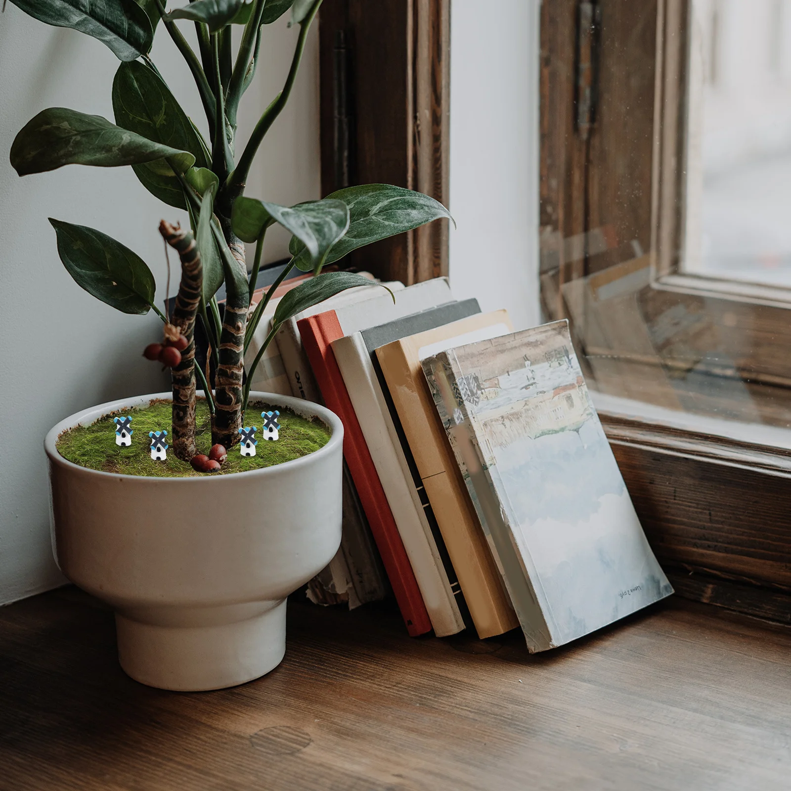 

20pcs Micro Windmill Models Miniature Resin Ornament For Fairy Garden Bonsai Decoration Diy Landscaping Props Simulation