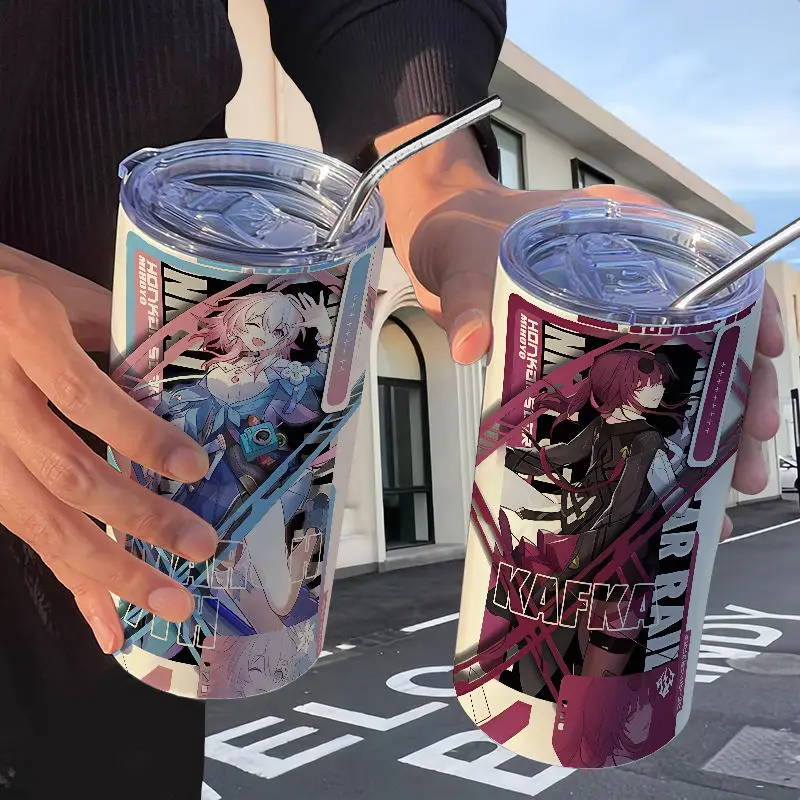 

Anime Game Honkai: Star Rail Cos March 7th Kafka Unisex 304 Stainless Steel Simple Portable Straws Straight Cup Gift