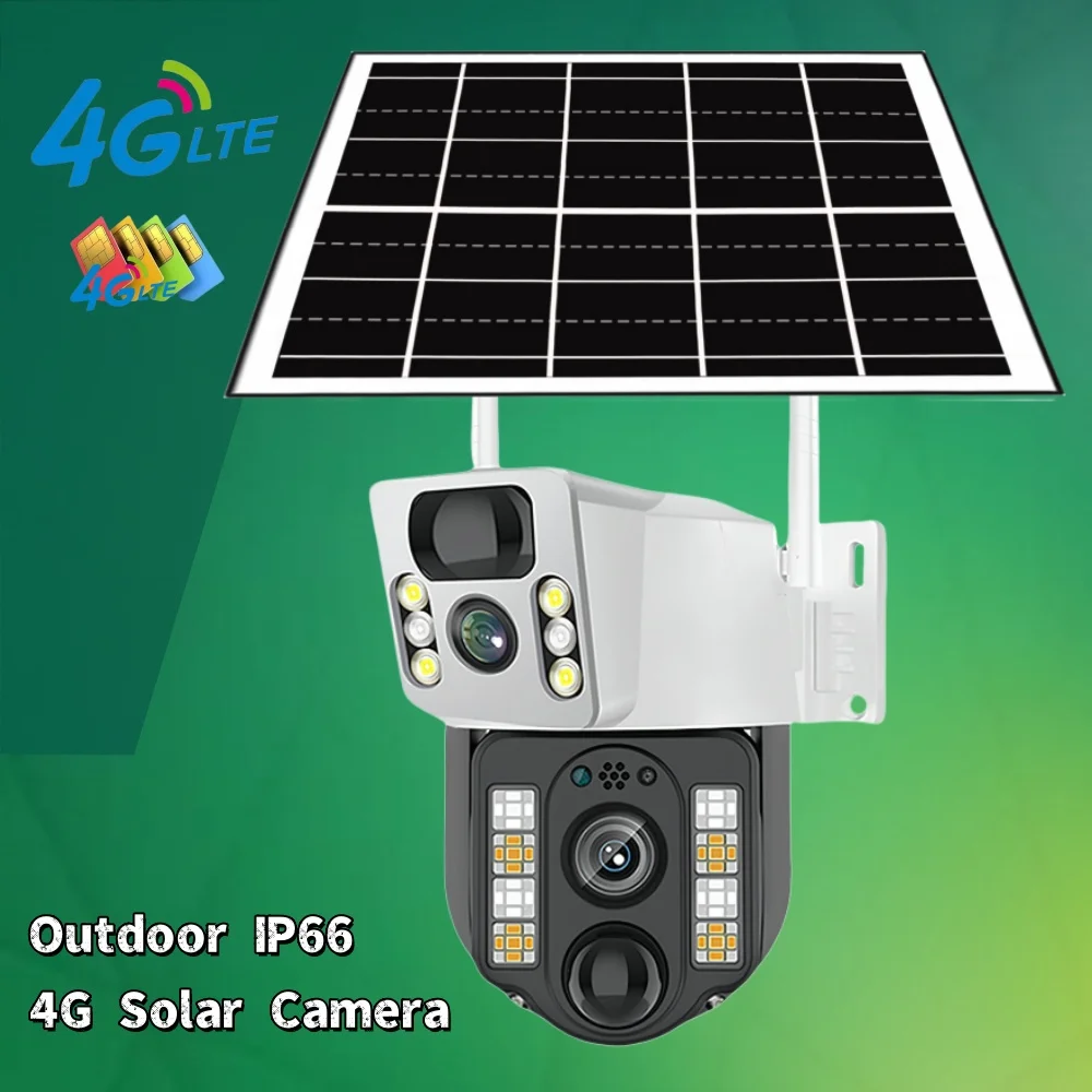 

Камера безопасности V380Pro, 8 МП, двойной экран, 4G, солнечная камера, CCTV, ночное видение, безопасность, PTZ, защита дома, камера обнаружения движения