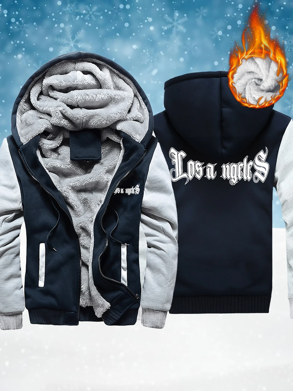 

Мужские утепленные куртки с буквенным принтом Лос-Анджелеса, зимняя ветрозащитная верхняя одежда на молнии, теплые флисовые пальто, повседневная мужская одежда