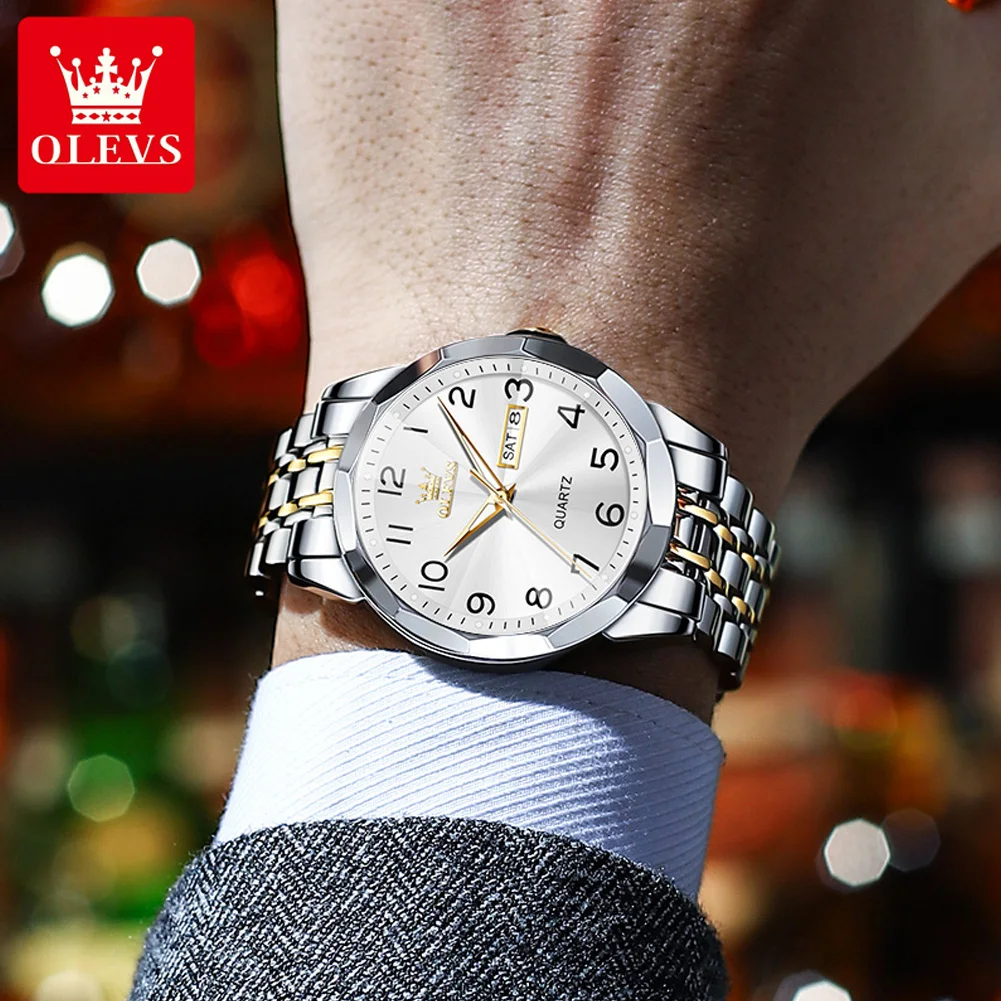 OLEVS Quartz Men's Watch Fashion Simple Men's Business Waterproof Stainless Steel Digital Dial Top Luxury Brand Men's Watch 9970