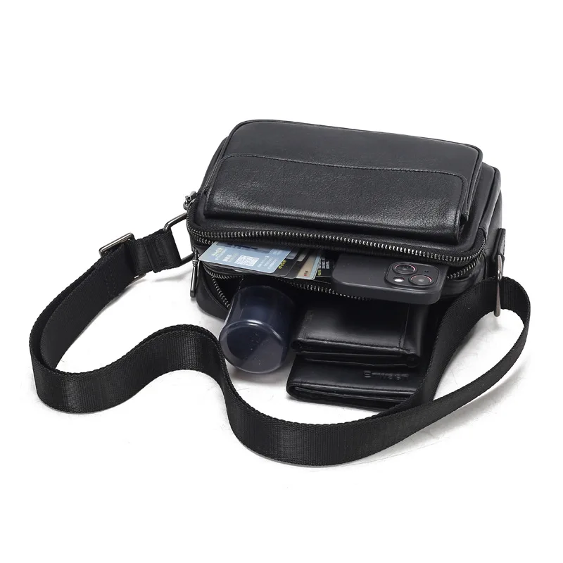 New Genuine Leather Single High-end Men's Crossbody Casual Top Layer Cowhide Small Shoulder Luxury Men Bag Phone Backpack
