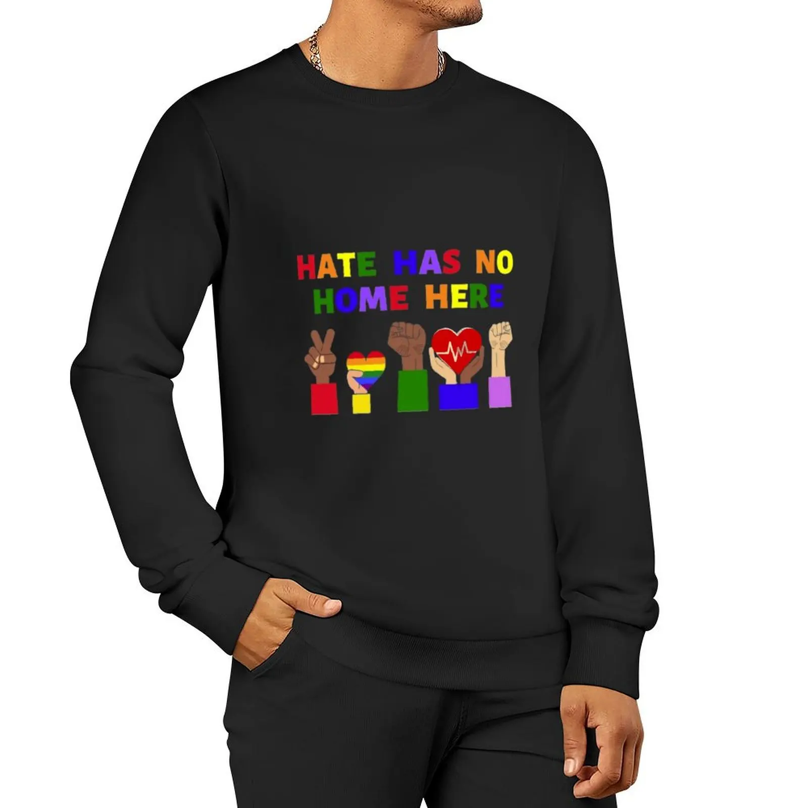 

Hate Has No Home Here Pullover Hoodie men's sweat-shirt men's clothing men's clothes aesthetic sweatshirts