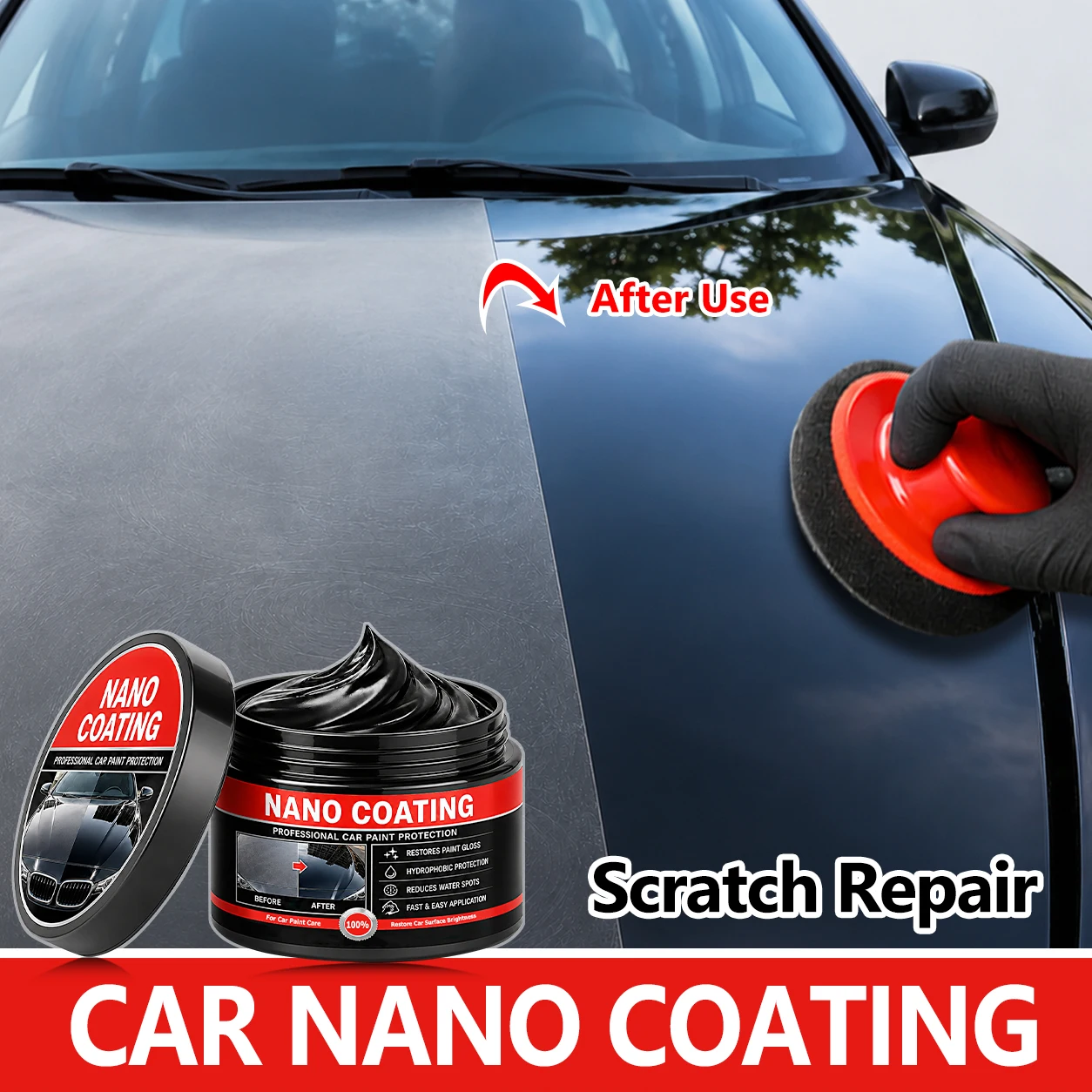 High Gloss Car Nano Coating Wax, Hydrophobic Paint Protection Formula, Reduce Water Spots, Fast Apply Exterior Car Detailing