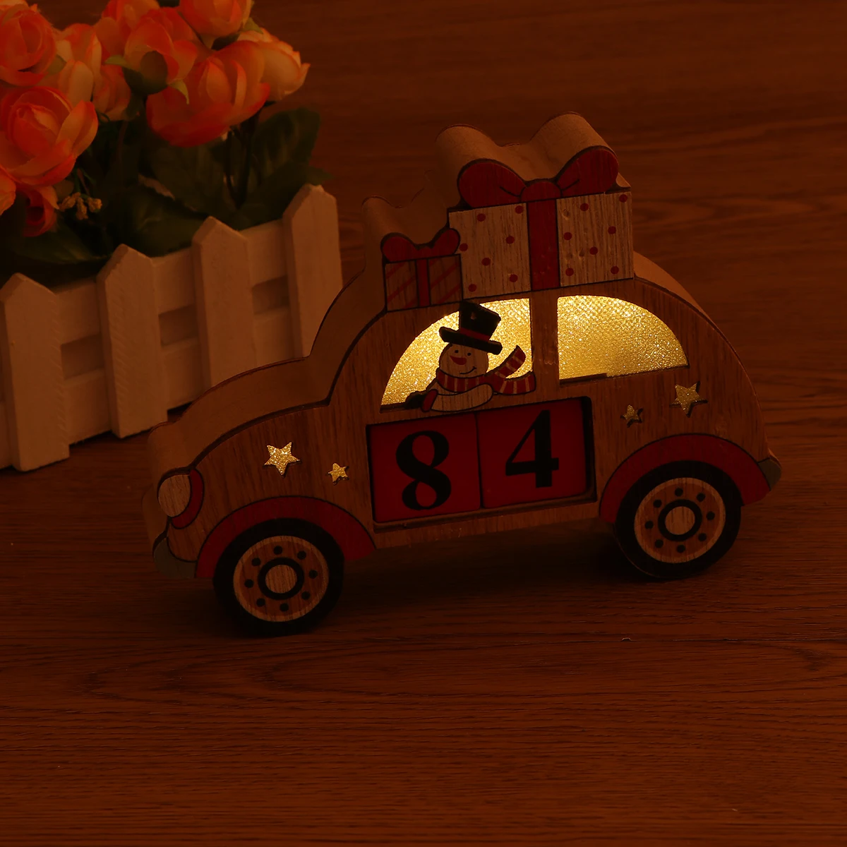 

Glowing Calendar Home Decorations Desk Topper for Christmas Perpetual Wooden Luminous