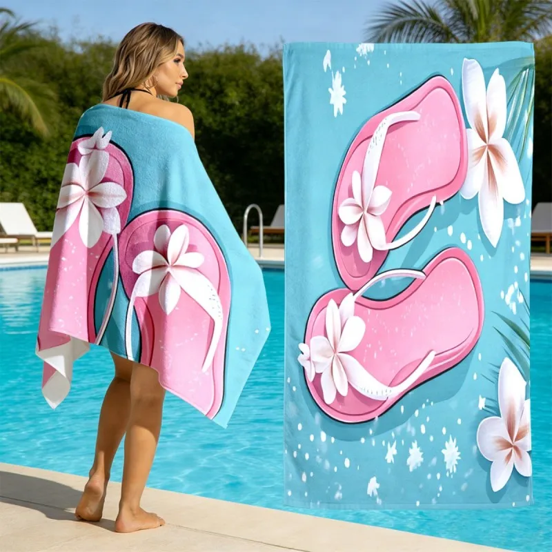 Pink Gradient Circle Leopard Print Bow Large Center Graphic Print Microfiber Quick Dry Beach Towel Coquette Girly Style