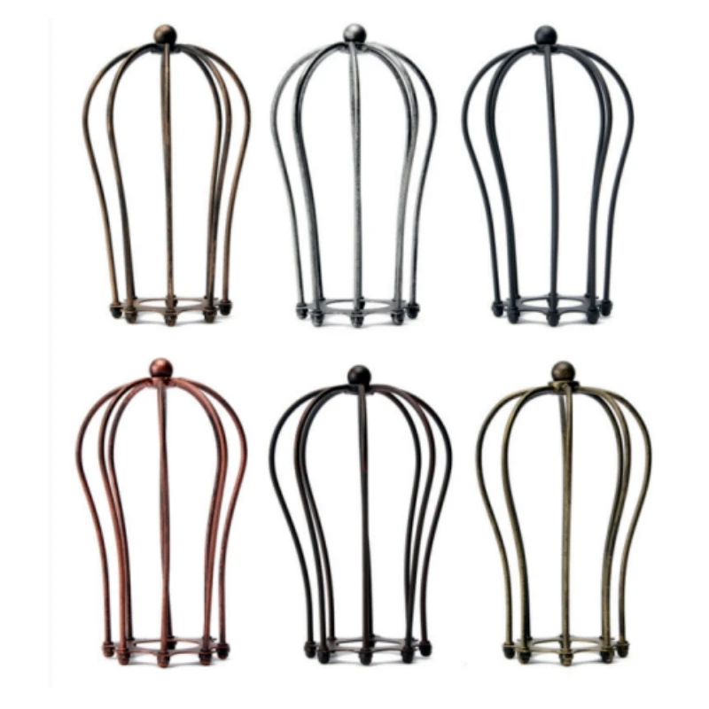 E27 shade black finished iron edison lamp shade vintage lighting cage shade with socket cover DIY lamp accessories