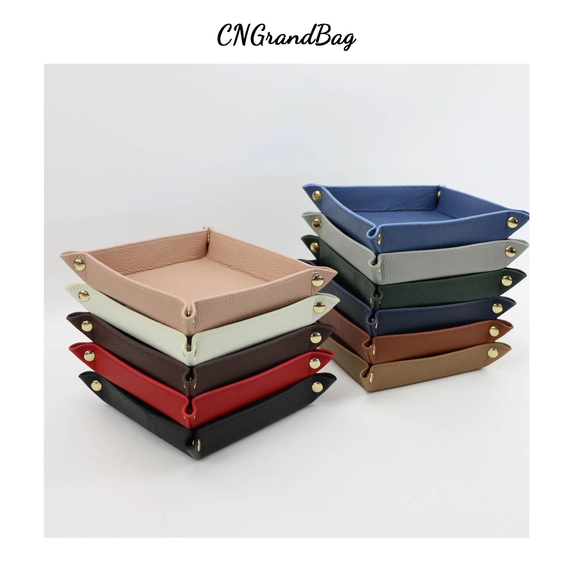 Free Customized Saffiano Pebble Leather Tray Organizer Desktop Leather Organizer For Jewelry Display Storage Tray Plates