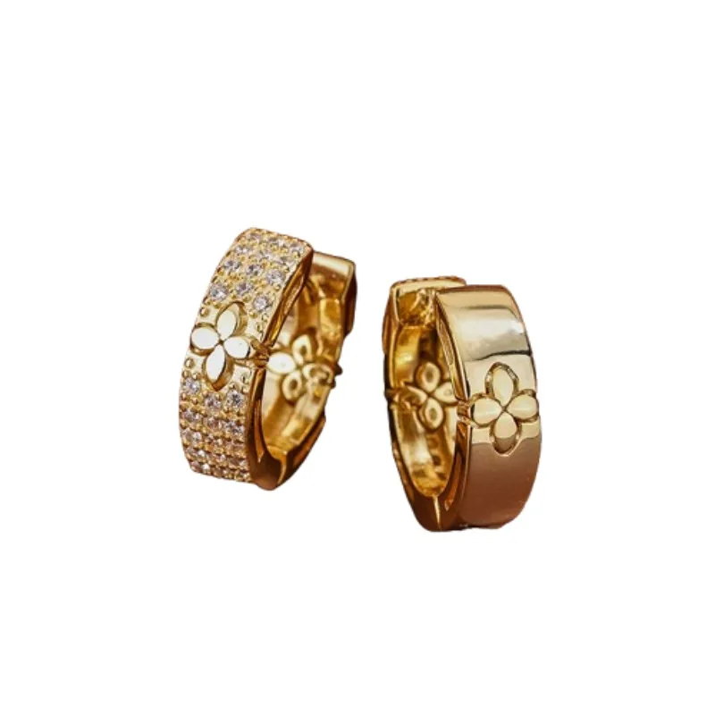 

Модные и персонализированные подлинные женские серьги из серебра S925 с четырьмя лепестками и цирконом