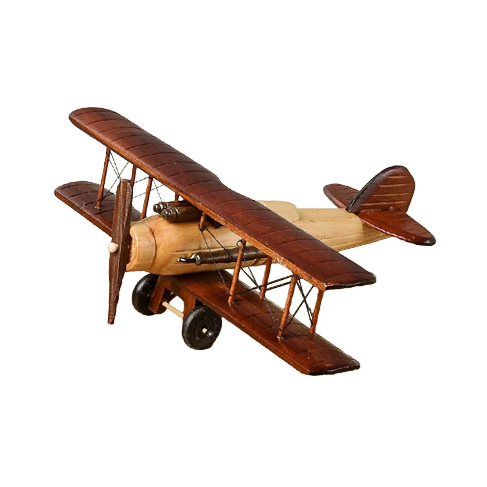 Collectible Plane Small Wooden Biplane Ornament for Study Livingroom Parties