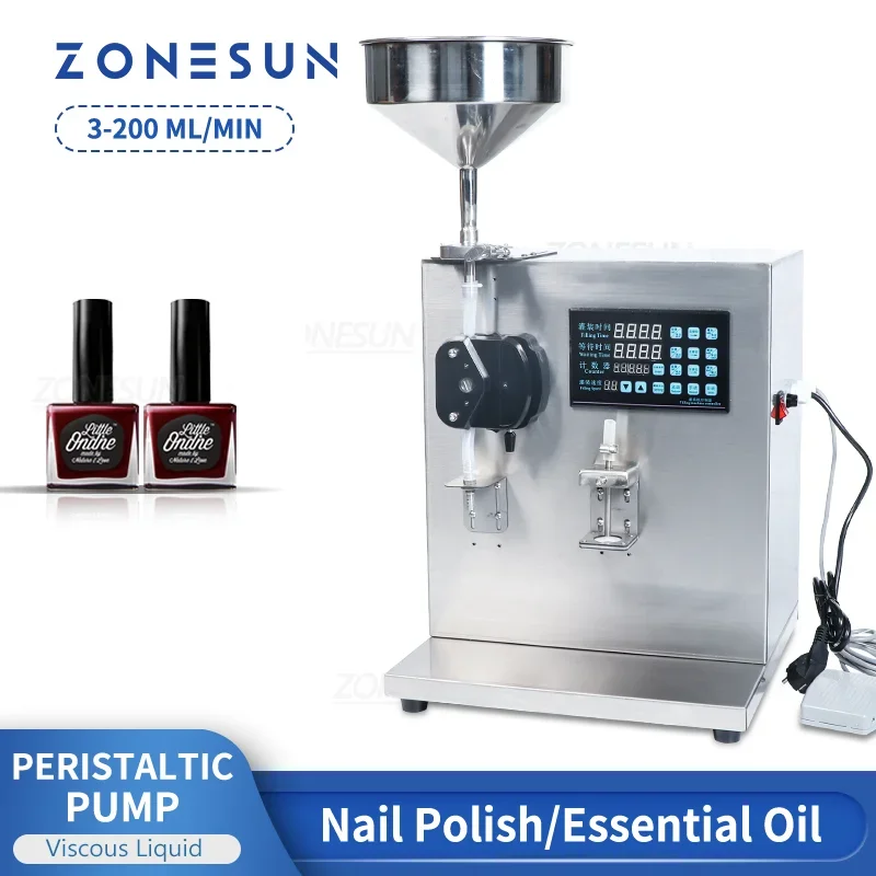 ZONESUN ZS-NP1 Automatic Thick Liquid Filling Machine Oil Honey Nail Polish Gel Lip Gloss Water Beverage Bottle Filler