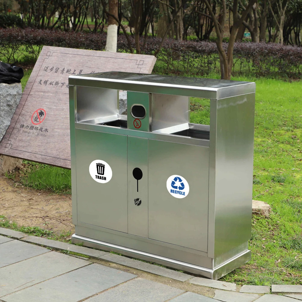 

6 Pcs Outdoor Classification Label Stickers Trash Can Recycle Bin Pvc Recycling