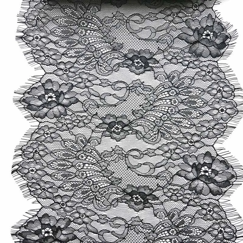 (300cm/paquete) Encaje Chantilly Negro de 32cm con Patrón Floral, Adorno de Pestañas, Accesorios para Prendas, DIY