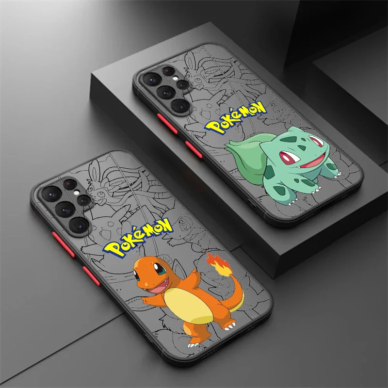 Pok e mon niedlichen Cartoon gefrostet durchscheinend für Samsung Galaxy S24 S23 S22 S21 S20 Fe S10 S9 S8 plus Ultra Pro 5G Abdeckung