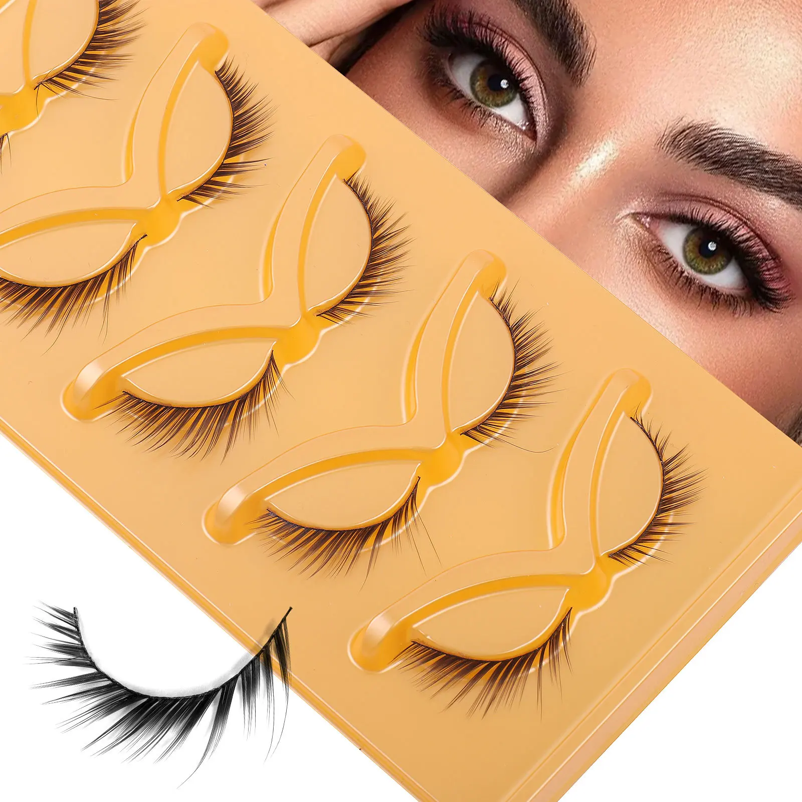 Pestañas de ojo de gato 3D, pestañas postizas de visón Natural, esponjosas y suaves, maquillaje falso, volumen dramático, 5 pares