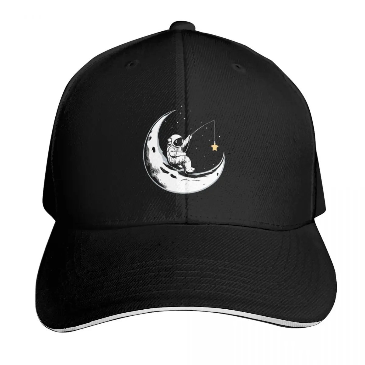 vintage astronaut fishing star on space Baseball Cap Snapback Flat Bill Strapback Dad Hat Six Panel Structured Crown