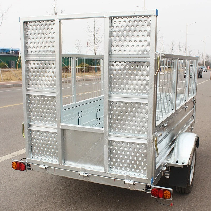 

trailer towed double-axle three-turn dump trolley with spare tire and rainproof curtain