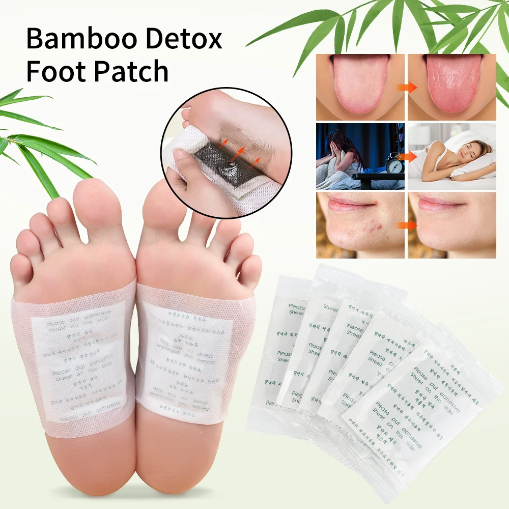 

100PCS Natural Detox Foot Bamboo Pads Patches Stress Relief Deep Sleep Detox Sticker Foot Skin Detoxification Cleaning Care Pad