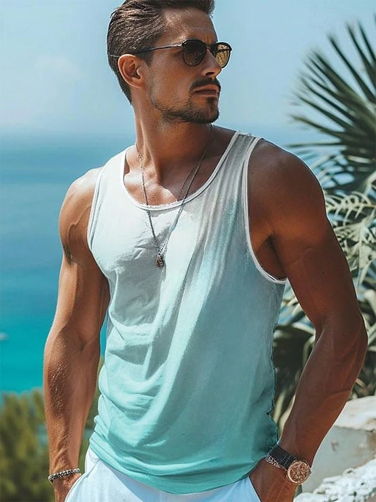 2024 Summer Daily Casual Men's Tank Top Outdoor Sport Men's Sleeveless T-shirt Comfortable And Breathable Men's Beach Tank Top