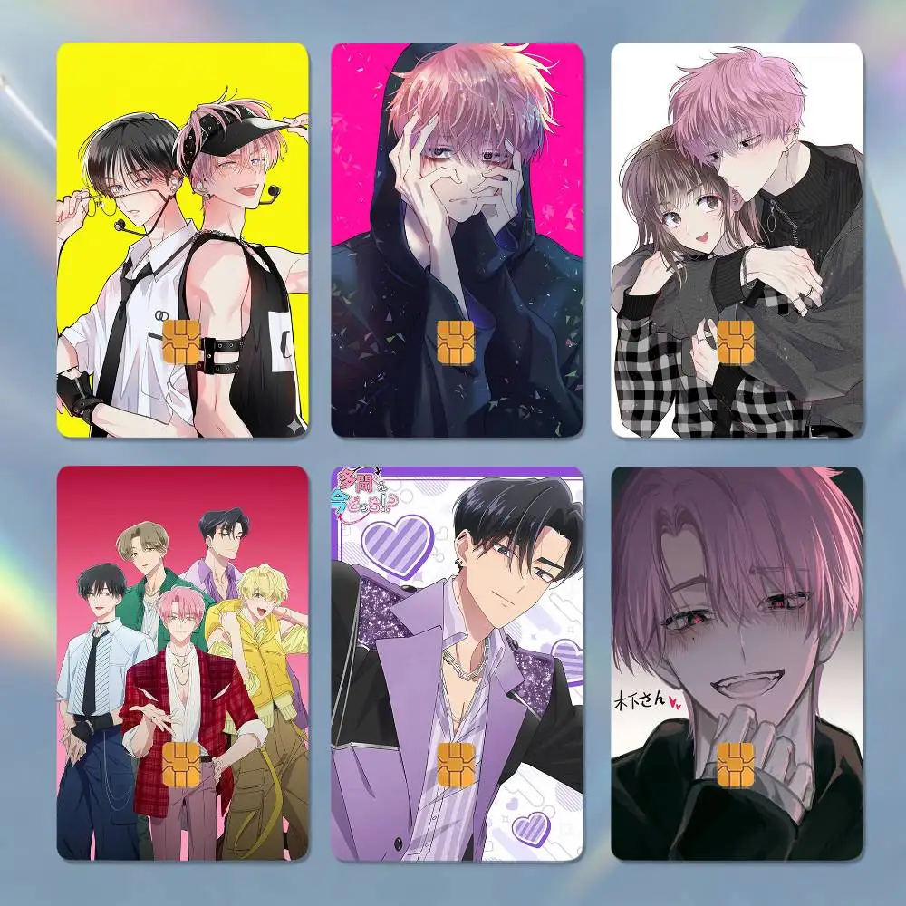 

Tamon-kuns Ima Dotchis Anime 4pcs 1Set HD Waterproof Card Skins Protective Stickers for Credit Bank Game Cards