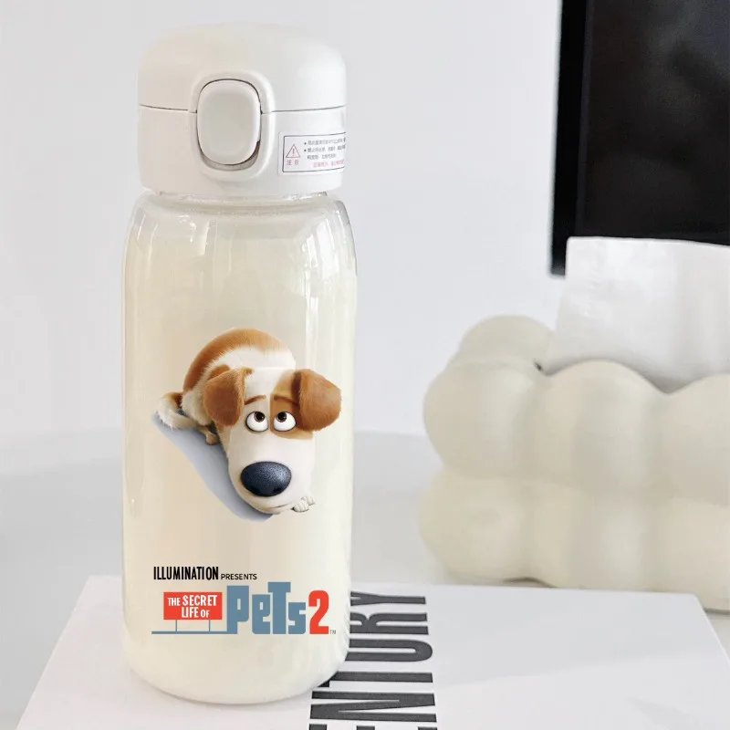 600ML The Secret Life of Pets Straws Water Bottle Portable Outdoor Sports Camping Fitness Kids Drinking Water Cup Plastic Bottle