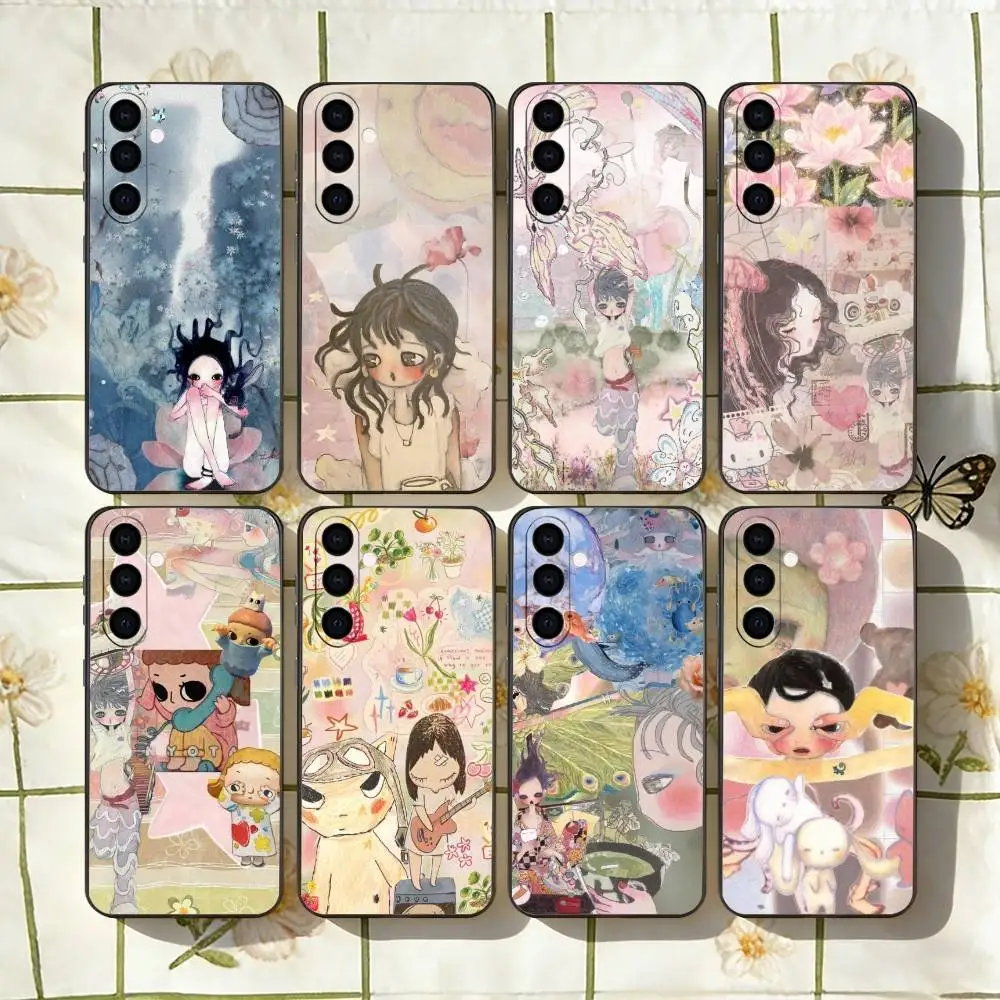 

Aya Takano P-paintings Phone Case Black Silicone Soft For Samsung Galaxy A73,A72,A71,A70,A53,A52,A51