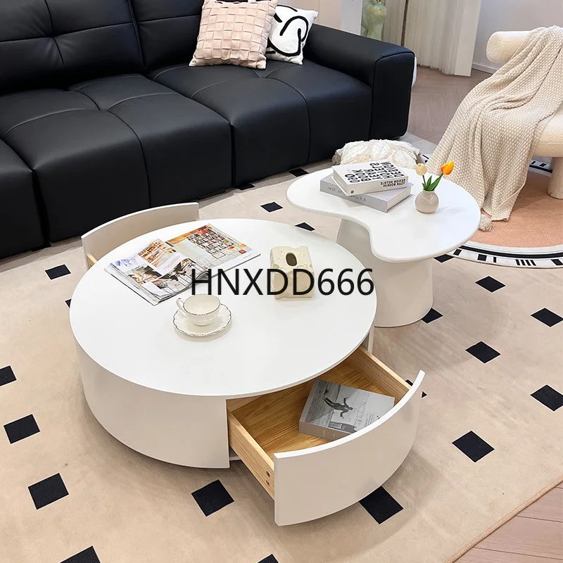

Living room household small apartment round coffee table combination