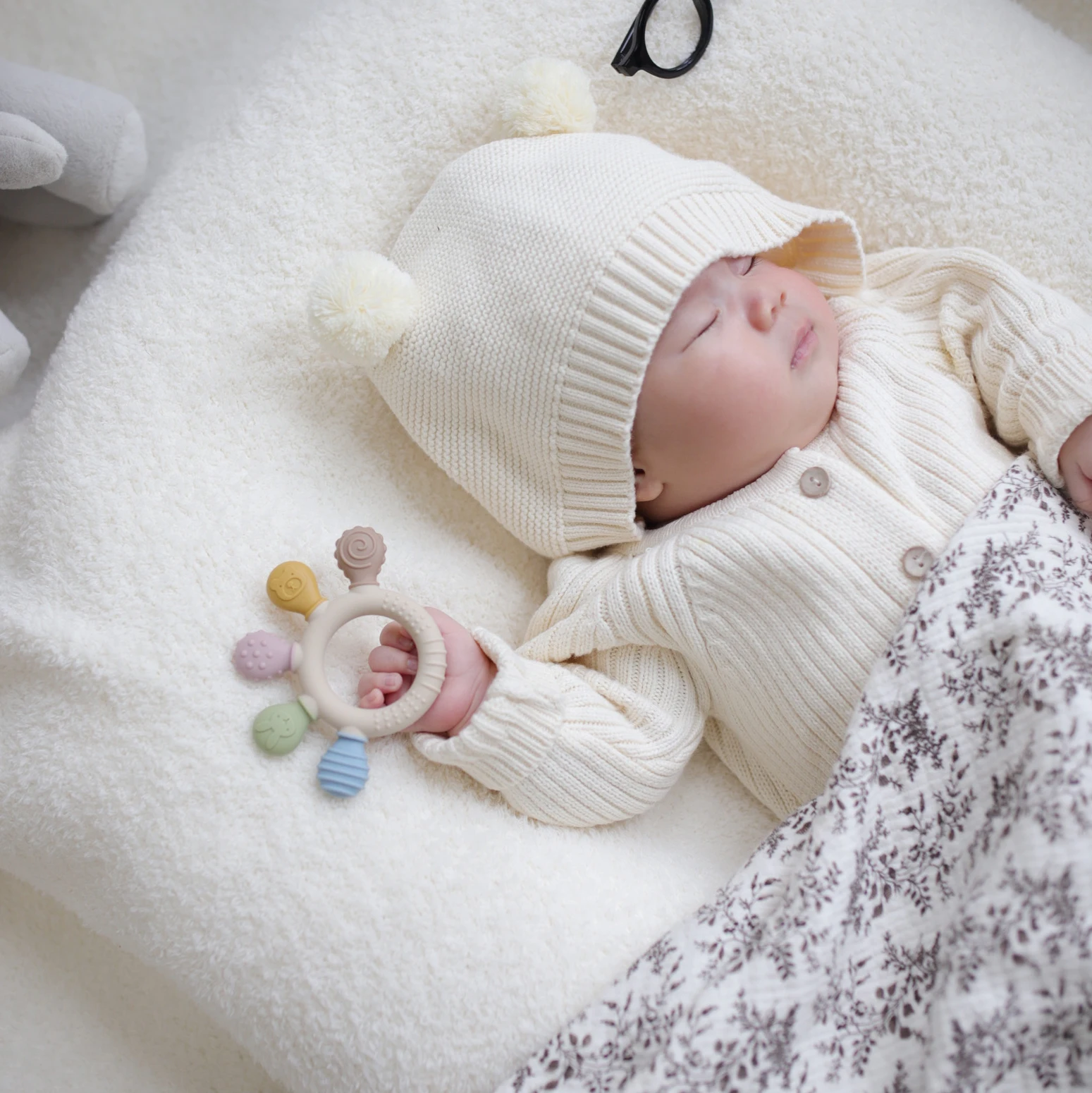 Erduo Silikon-Baby-Beißring, Angstzustände, Zahnspielzeug, 0–12 Monate, Kauperlen, sensorischer Zahnfleischentlastung, Schnuller – Detail 11