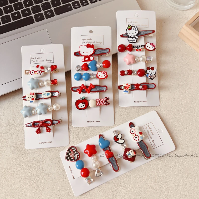 

Miniso Cute For Hello Kitty Hair Clips, Bangs Clips, Kt Cat Hair Ties, And Side Hairpins Playful Accessory Set Xmas Party Gifts