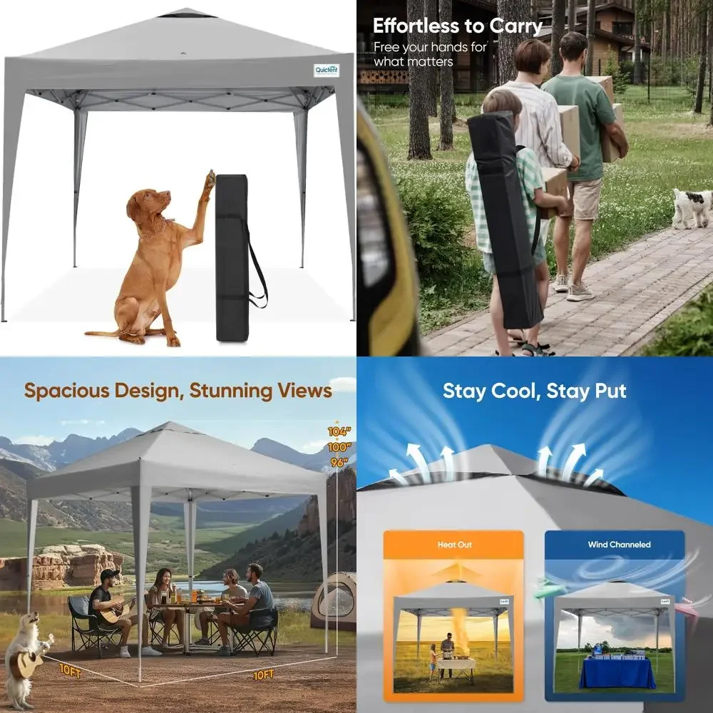 

Instant 10x10 Pop Up Canopy Tent, Waterproof and UV-Protected, Portable Compact Gazebo Ideal for 1 Person Outdoor Use