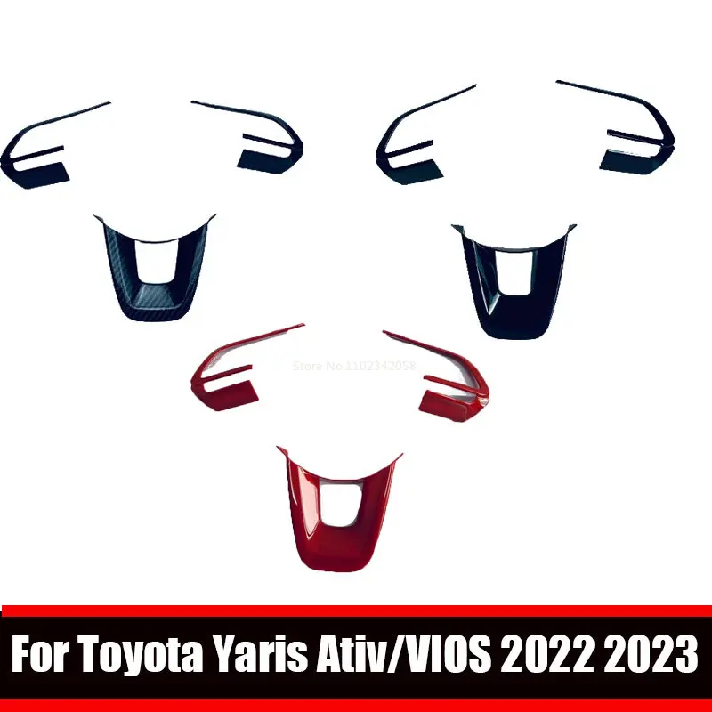 

Для Toyota Yaris Ativ/VIOS 2022 2023 внутренняя панель из ABS Углеродного Волокна Красного черного цвета кнопки управления рулевым колесом автомобиля аксессуары