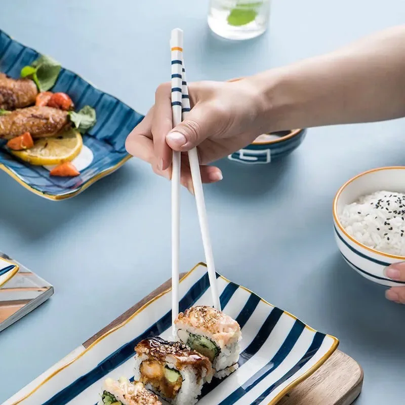 1pair Japanese Style Ceramic Chopsticks Creative Household Chopsticks Anti-mold Sushi Food Chopsticks Kitchen Supplie