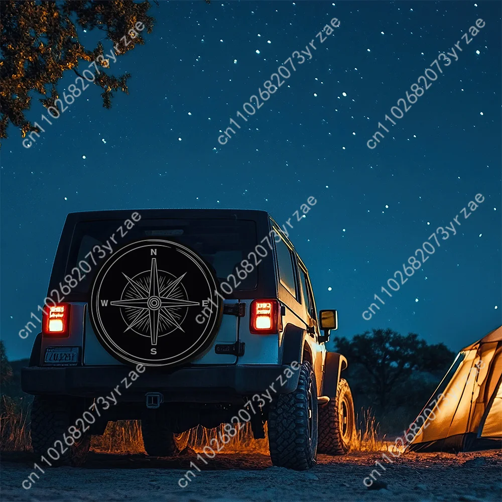 

Line Compass Various Models Spare Car Tire Cover Sand Dust Prevention Protect Wind Rain Tire Cover Sturdy Durable Tire Covers