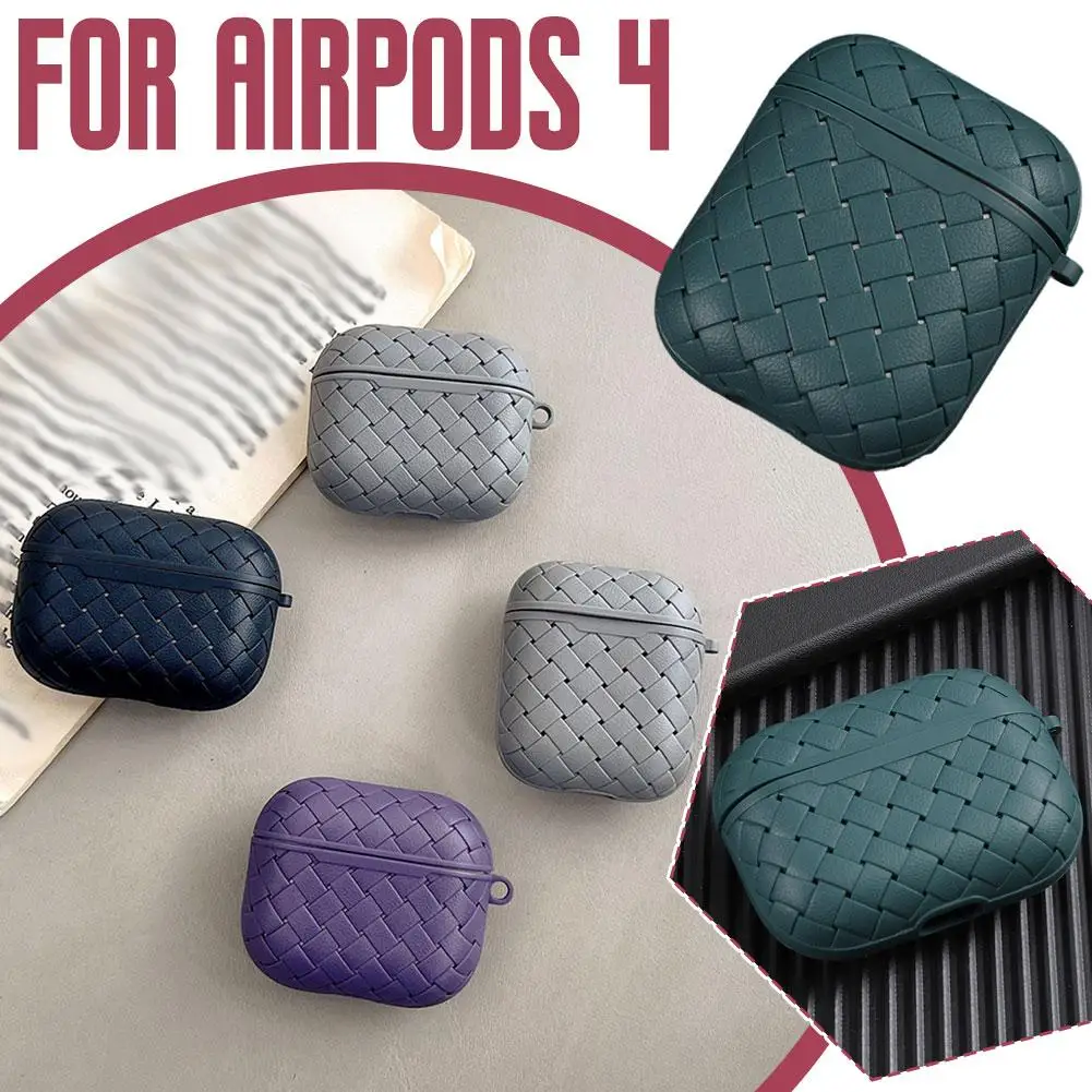 For Airpods 4 Woven Texture Soft TPU Case Wireless Earphone Case Shockproof Dust-proof Anti-drop For Airpods 4 Accessories L6R5