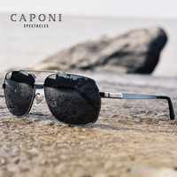 CAPONI Outdoor Sunglass men Polarized Photochromic Square Black Lenses Shade Driving Sunglasses UV400 Protection Designer BS8002