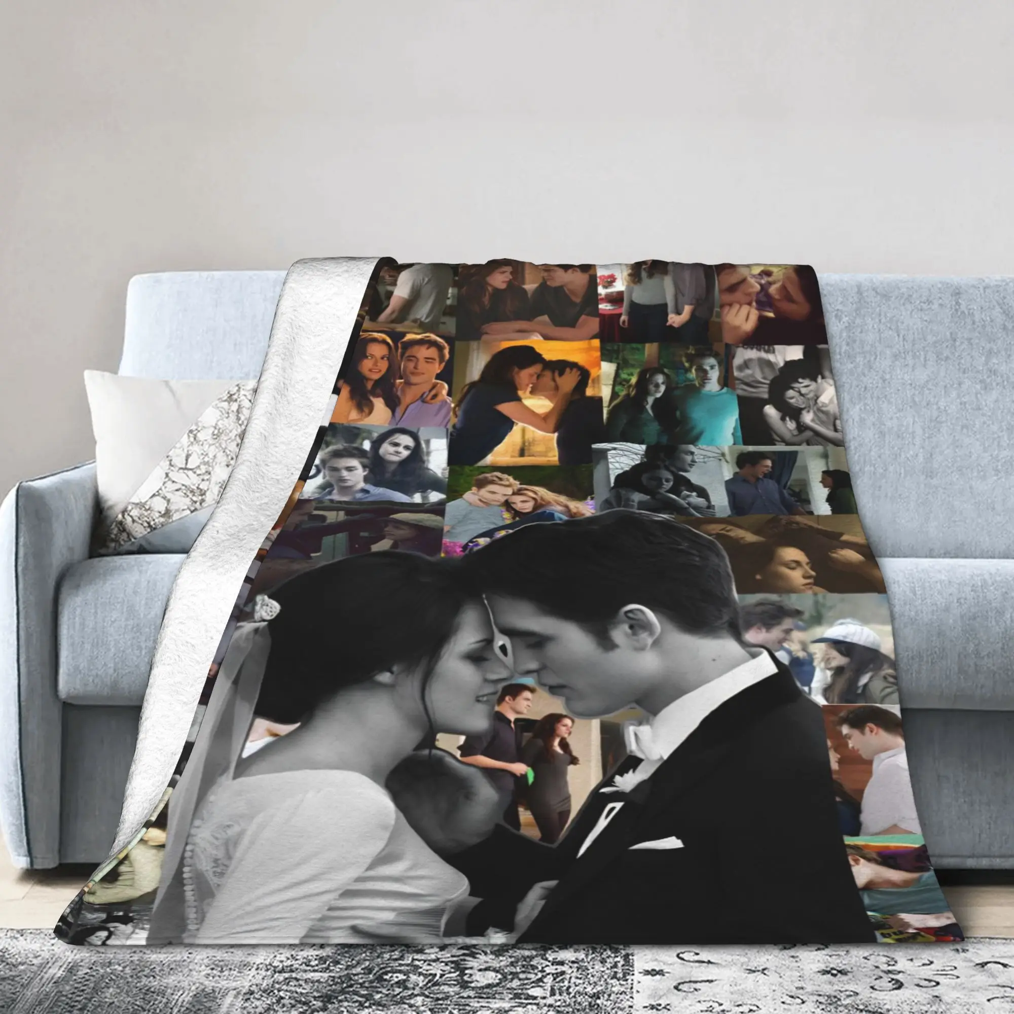 The Twilight Saga Movie Blanket Flannel Bella Edward Vampire Multi-function Warm Throw Blankets for Bed Outdoor Rug Piece