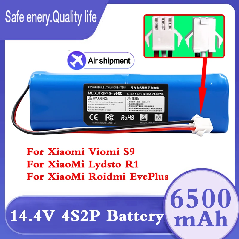 

Replacement For XiaoMi Lydsto R1 Roidmi Eve Plus Viomi S9 Robot Vacuum Cleaner Battery Pack Capacity 12800mAh Accessories Parts