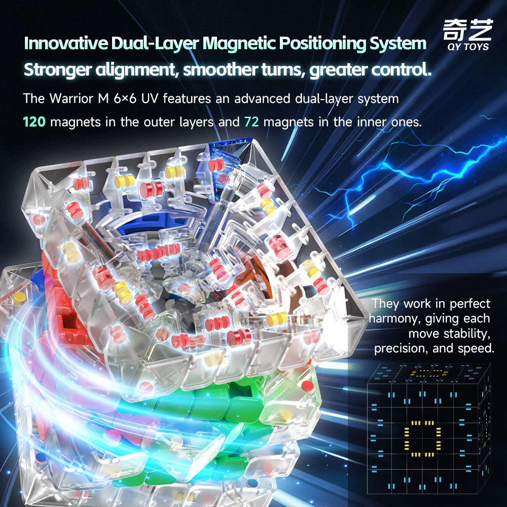 6x6 キューブ Qiyi ウォリアー 6x6 磁気マジックキューブ ステッカーレス プロフェッショナル フィジェットトイ Qiyi 6x6 ウォリアー キューボ マジコ パズル