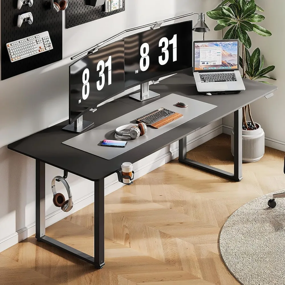 

Standing Desk, 71x32 Inches Rectangle Stand Up Desk with 4 Legs, Dual Motor and Memory Controller, Adjustable Height from 28-46