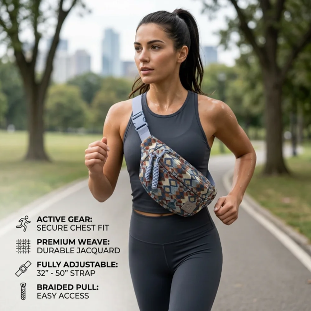 

Ethnic Retro Waist Bag For Women Men Bohemian Fanny Pack Multifunctional Crossbody Chest Bag Sports Running Travel Waist Bag