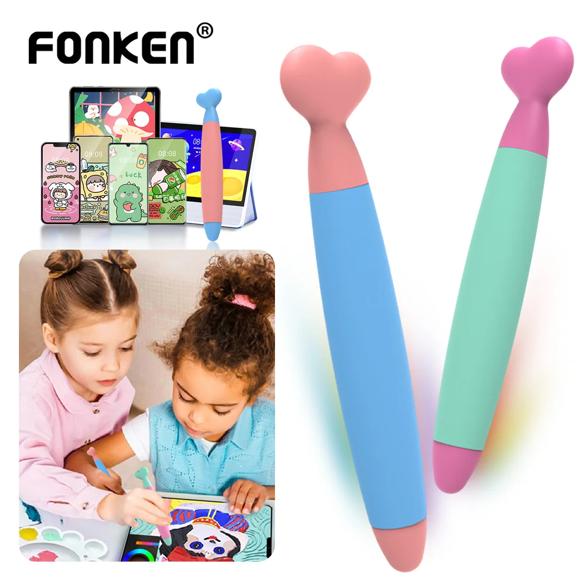 Silicone Capacitive Stylus Pen For Kids With Durable Rubber Tips For All Touch Screen Devices Tablets Drawing Writing Stylus Pen