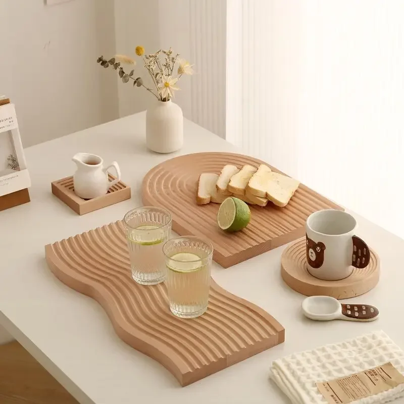 Nordic Irregular Plate Dining Plate Western Food Placement Plate Simple Solid Wood Pallet Decoration Home Use